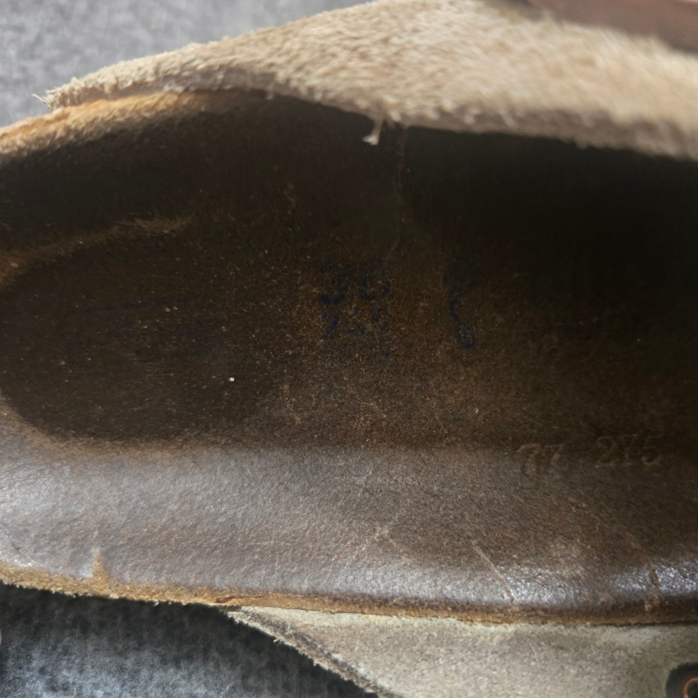 Birkenstock Boston Clogs Women 38 Taupe Suede Leather Mules Granola - Picture 8 of 10